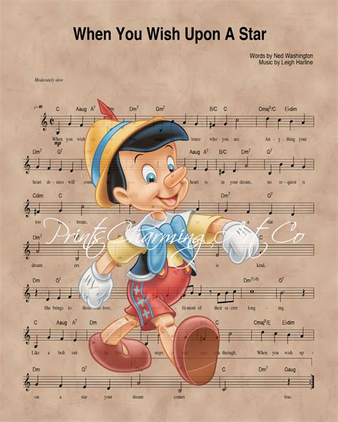 sheet music for when you wish upon a star|pinocchio 1940 wishing star.